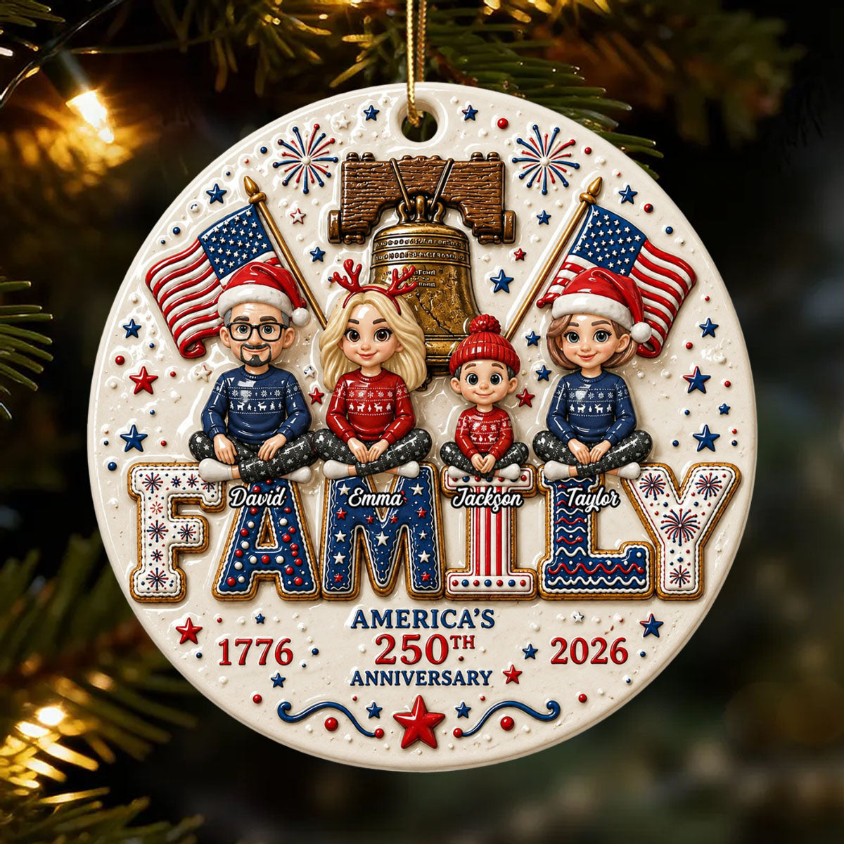 Patriotic Pride On The Tree Characters Custom Letter Ornament - Custom Letter Wooden Ornament