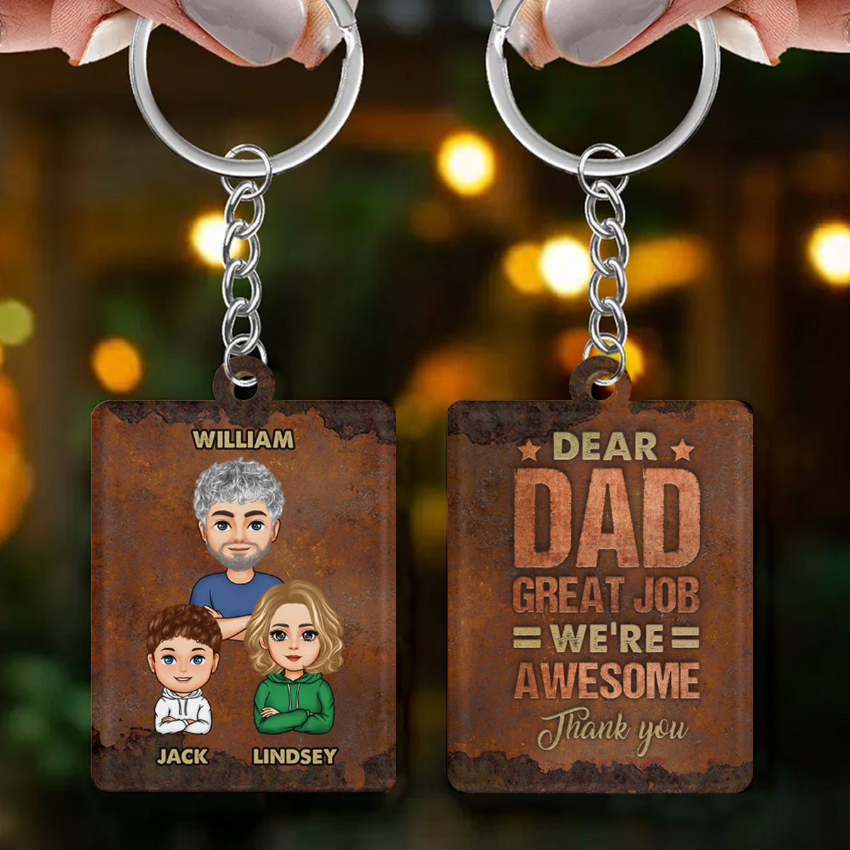 Dear Dad Great Job - Personalized Acrylic Keychain - Gift For Father, Grandpa