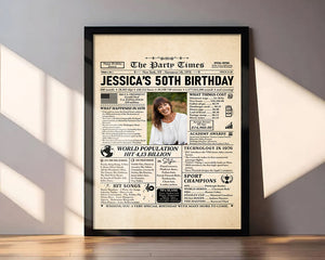 50th Birthday Newspaper Canvas, Custom 1976 Birthday Print, 1976 Facts Newspaper Canvas, 50th Birthday Gift, 50 Years Ago Newspaper Wall Art