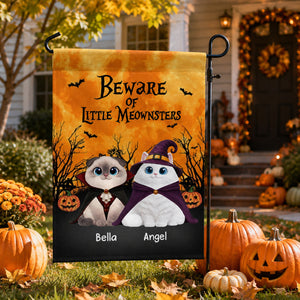 Halloween Theme Beware Of Little Meownsters Cats - Personalized Garden Flag - Halloween Decor For Cat Lovers