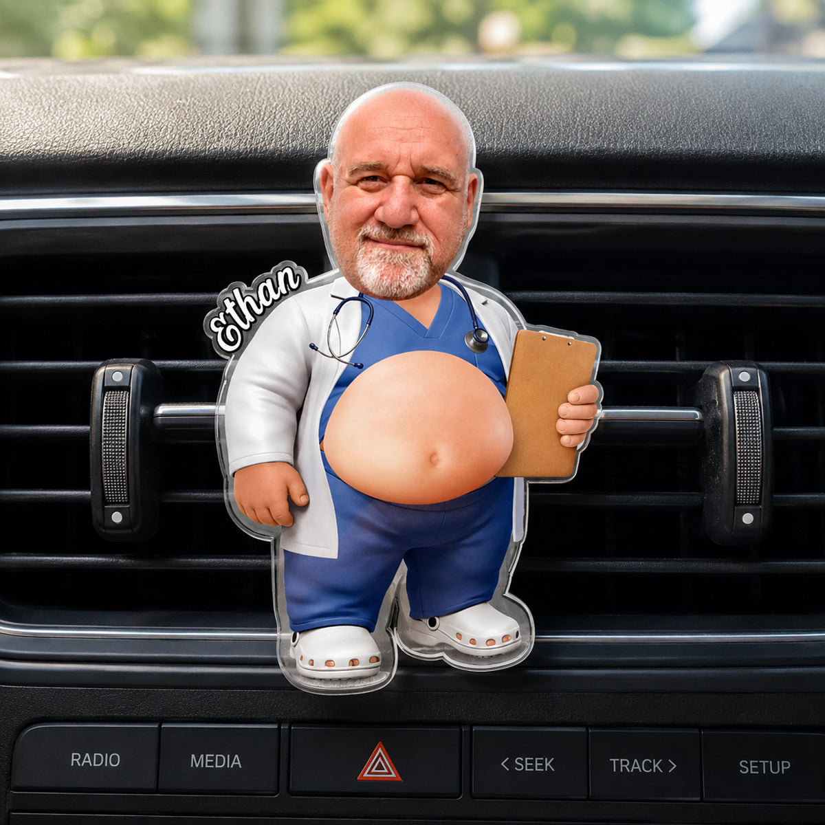 Custom Photo Funny Belly Healthcare Heroes - Personalized Squishy Car Vent Clip