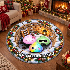 Our Christmas Crew Together 3D Illusion Quilted Rug - Personalized Quilted Mat
