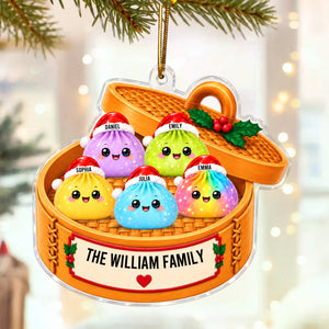 Personalized Glitter Dumpling Ornament, Dim Sum Acrylic Family Ornament