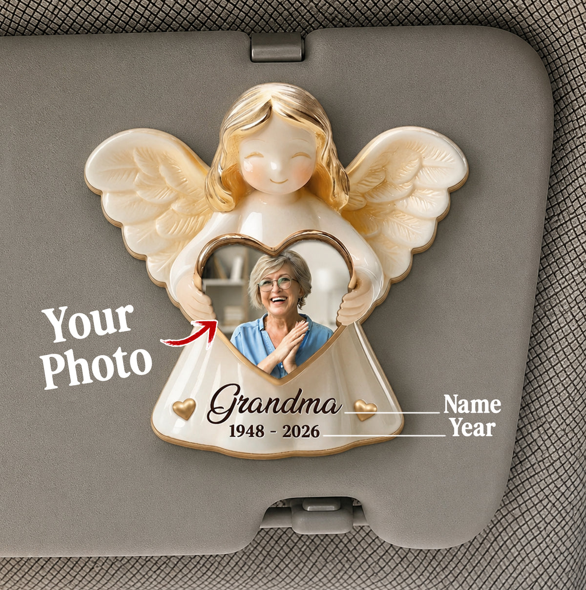 Custom Photo In Loving Memory Of A Gentle Soul - Memorial Personalized Custom Car Visor Clip - Sympathy Gift For Family Members