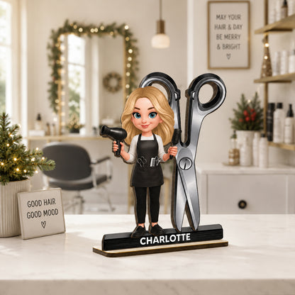 Hairdresser Man Woman - Personalized 2-Layered Wooden Plaque - Gift For Hairdressers