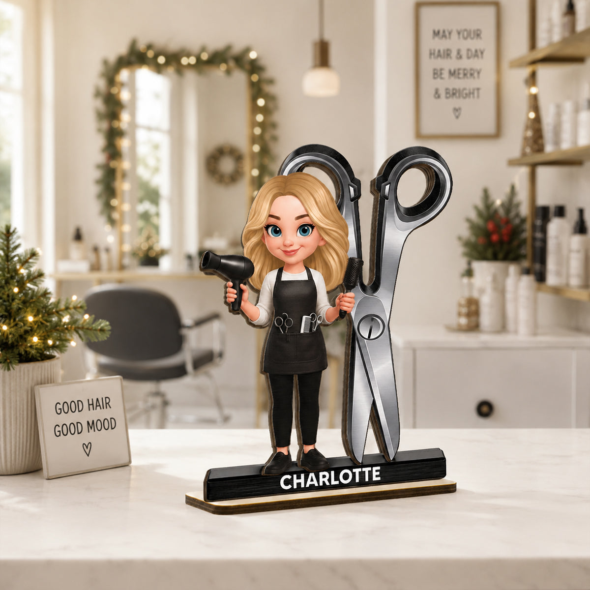 Hairdresser Man Woman - Personalized 2-Layered Wooden Plaque - Gift For Hairdressers