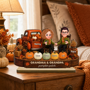Fall Season Pumpkin Truck Grandma Grandpa Pumpkin Patch - Personalized Wooden Plaque - Fall Decor For Grandparents
