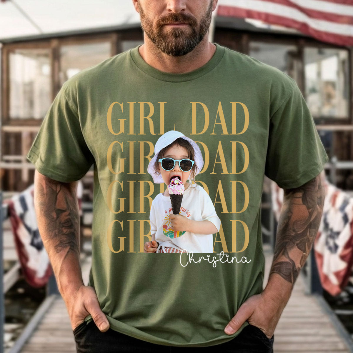 Personalized Vintage Photo Girl Dad Boy Dad Shirt,Custom Dad of Girls,Personalized Dad Daughter Gift, Girl Dad shirt,Boy Dad shirt,Dad Shirt