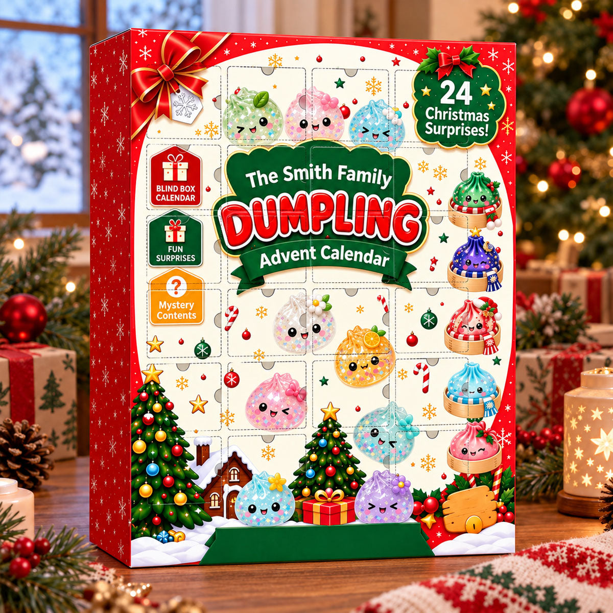 Dumpling Advent Calendar 2026 - 24 Day Spirits Countdown, Acrylic Charms Blind Box - Gift For Family
