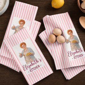 Mom Grandma Kitchen Vintage Stripe - Personalized Kitchen Towel