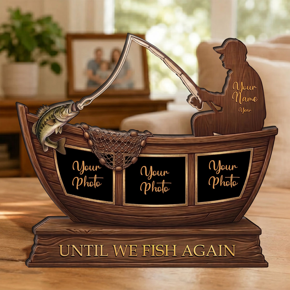 Until We Fish Again - Fishing Memorial Gift Custom Photo Wooden Plaque