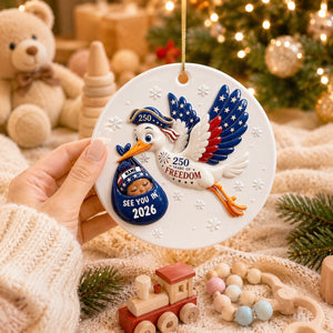 Baby Expecting Stork See You In Baby’s First Christmas - Family Ornament - Real 3D Raised Ornament
