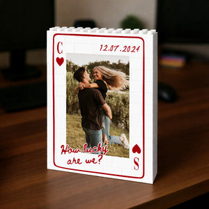 Couple Photo Playing Card Puzzle Building Brick Blocks