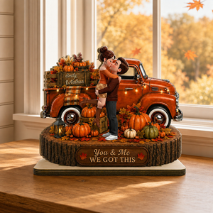Fall Season Couple Pickup Truck - Personalized Wooden Plaque - Fall Season Decor Gift, Gift For Couple