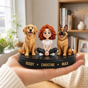 A Girl And Her Dogs - Personalized 3D Figurine - Gift For Dog Lovers