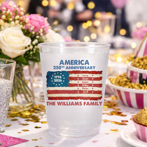 USA 250th Anniversary Frosted Plastic Cups, Patriotic 4th of July Party Supplies, America's 250th Birthday Decorations, Gifts For Mom, Dad, Brother, Sister, Kids