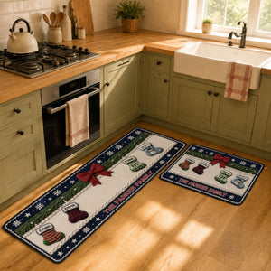 Family Christmas Together Runner Rug, Personalized Holiday Kitchen Mat, Home Xmas Gift