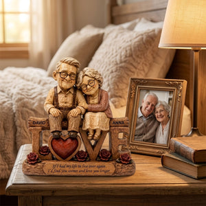 Personalized Elderly Couple Figurine - Personalized Wooden Love Block - Anniversary Gift for Parents & Grandparents