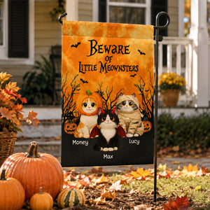 Halloween Theme Beware Of Little Meownsters Cats - Personalized Garden Flag - Halloween Decor For Cat Lovers