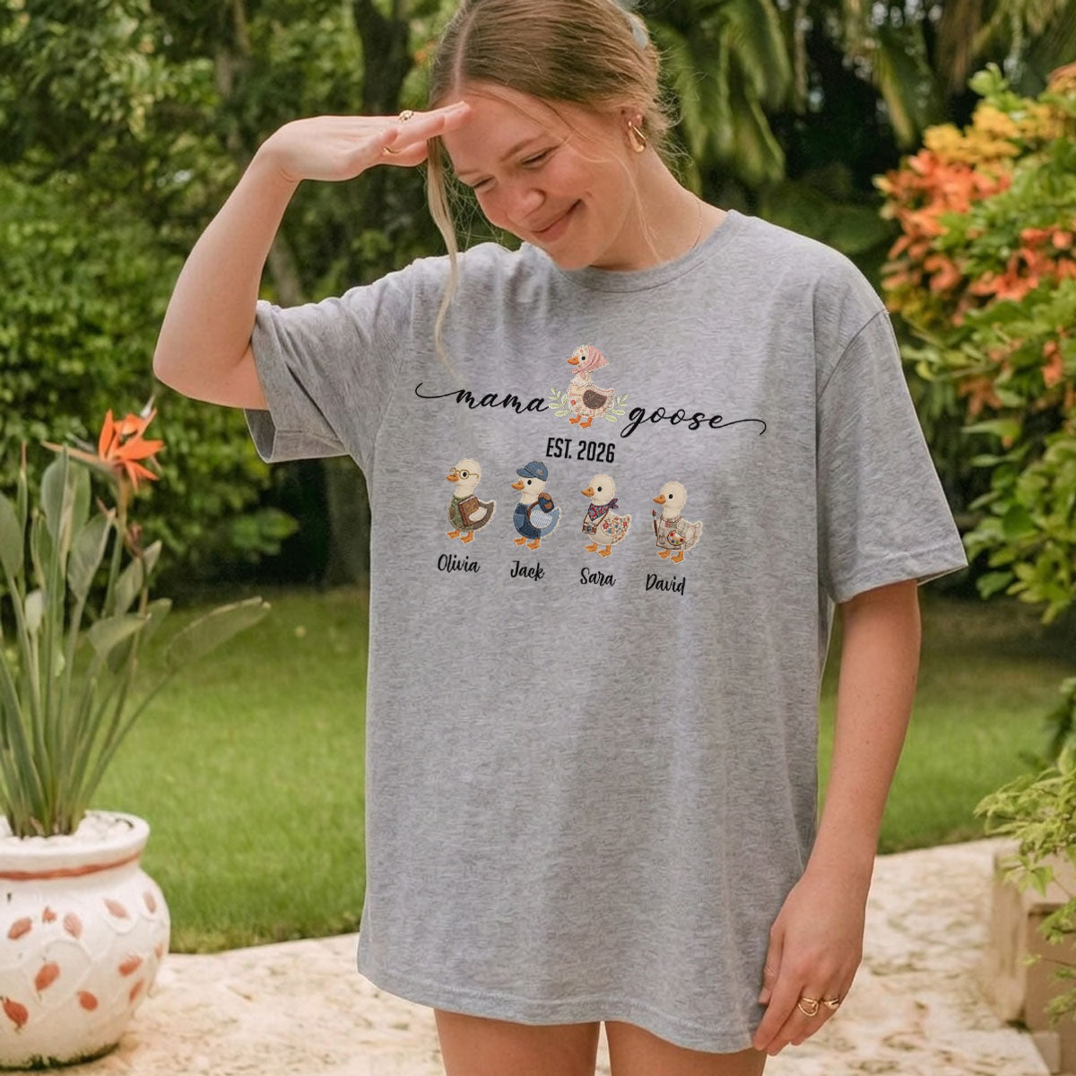Mama Goose Shirt, Personalized Mama Shirt, Custom Kids Names Shirt, Mom Est Year Tee, Family Goose T-Shirt, Mother Gift