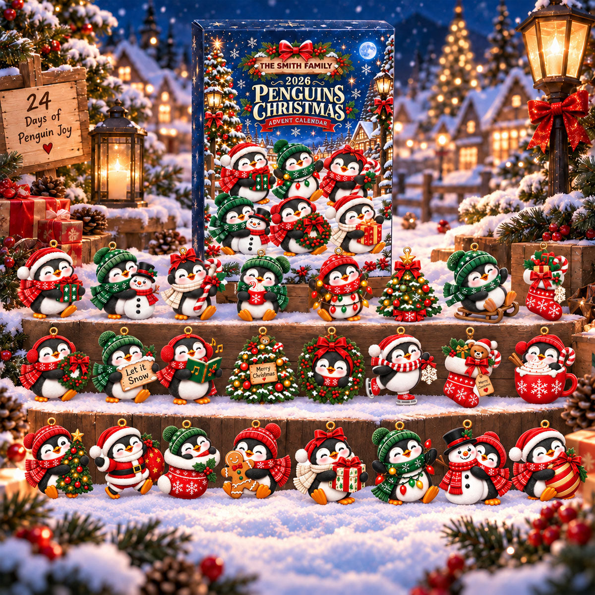 Penguins Advent Calendar 2026 - 24 Day Spirits Countdown, Acrylic Charms Blind Box - Gift For Family
