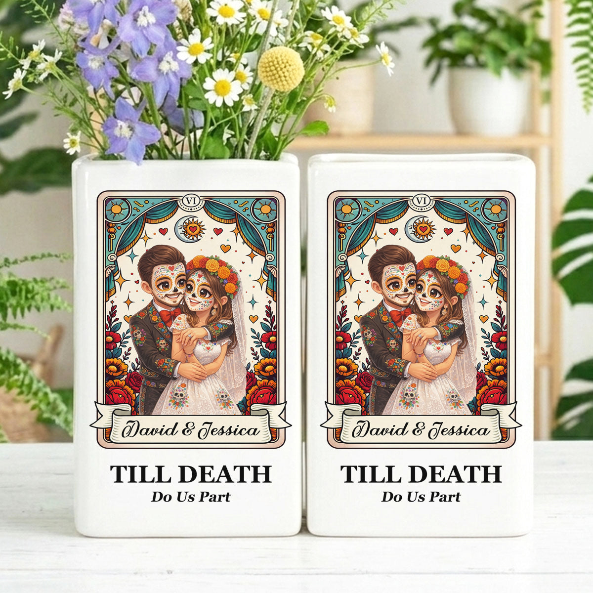 Custom Photo Semi Realistic Portrait You & Me We Got This - Ceramic Book Flower Vase