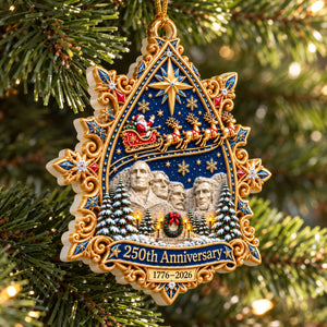 250Th Anniversary Santa Flying Over - Realistic 3D Ornament