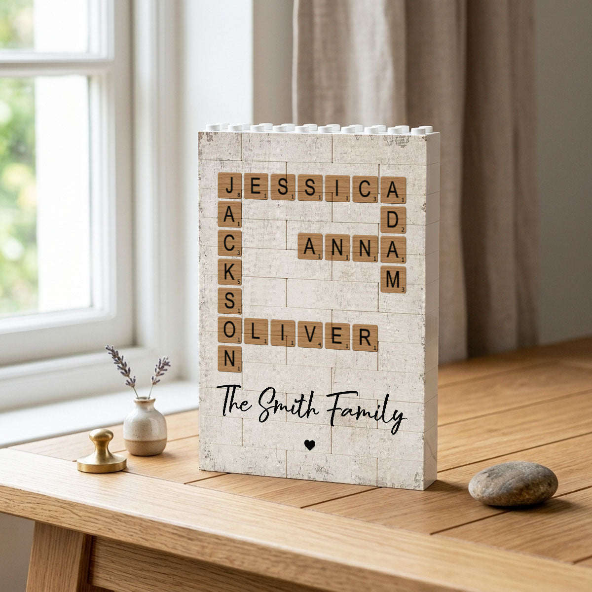 Custom Family Name Puzzle Crossword - Personalized Brick Block