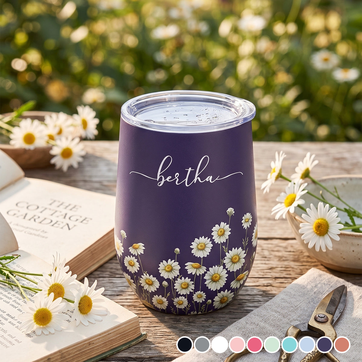 Birth Month Flower Watercolor Blooming In Love - Personalized Wine Tumbler