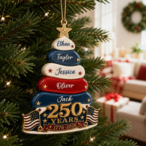 Stars And Stripes Christmas Together We Make A Family Tree - 250 Years Of Freedom Family Ornament - Real 3D Raised Ornament