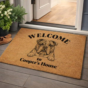 Personalized Pencil Sketch Portrait Doormat, Custom Dog Photo Welcome Mat