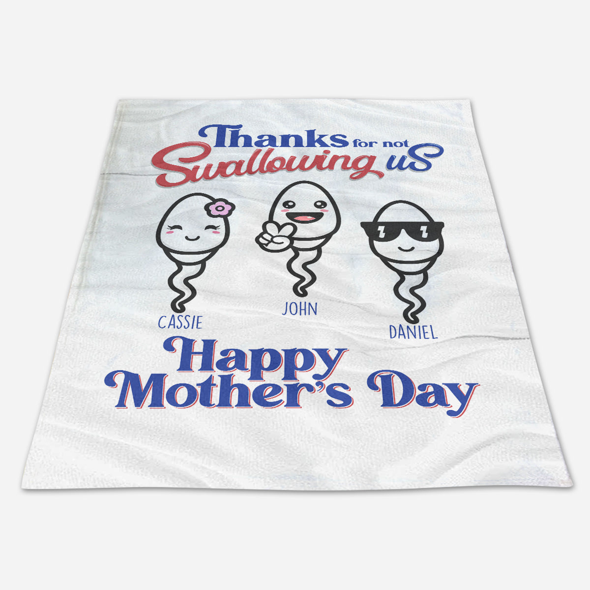 Thanks For Not Swallowing Us - Personalized Blanket - Mother's Day, Funny, Birthday Gift For Mom, Mother, Wife