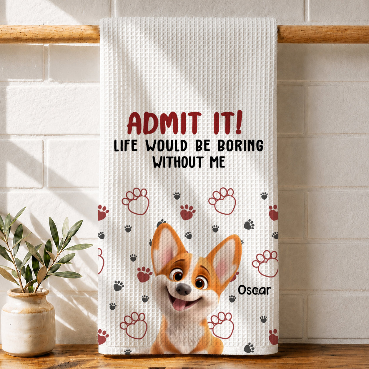 Admit It Mom Dad - Personalized Name Waffle Weave Kitchen Towel, Housewarming Gift