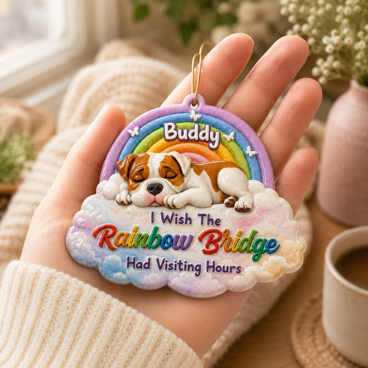 Custom Rainbow Bridge Dog Loss - Real 3D Raised Ornament