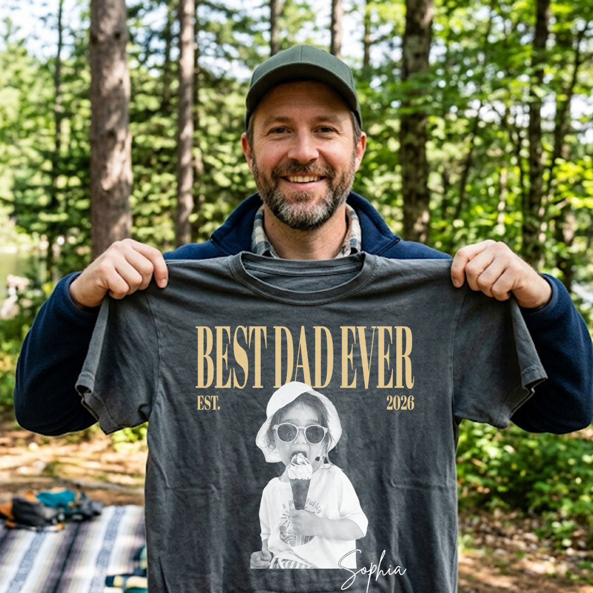 Custom Dad Vintage Photo Shirt, Personalized Dad Picture Shirt With Kids Photo, Best Dad Ever Shirt, Fathers Day Shirt, New Dad Gift