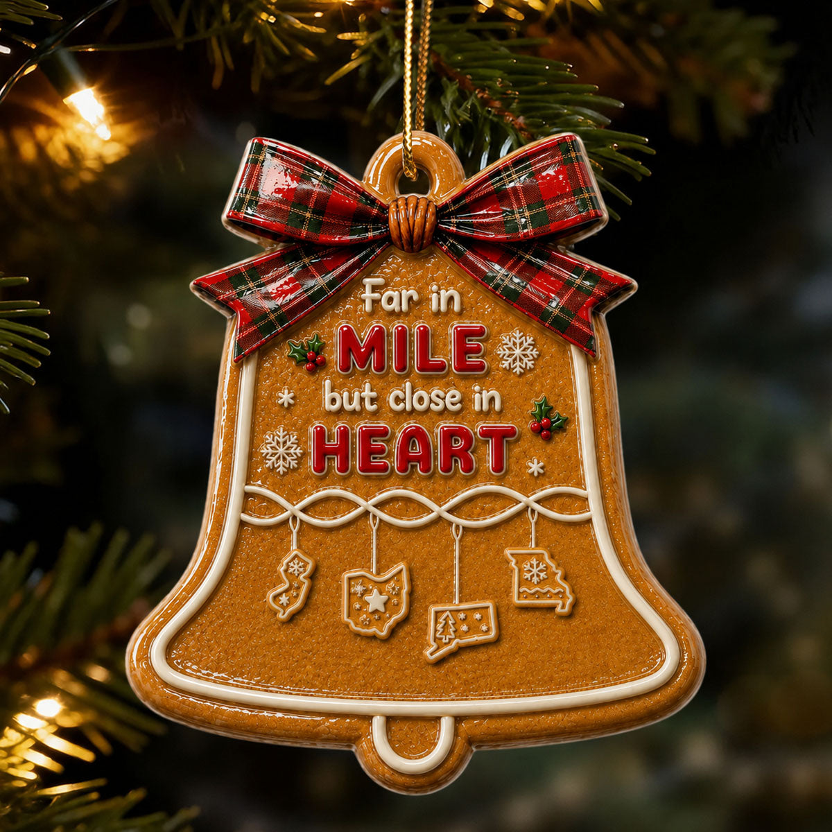 Love Erases The Long Distance - Real 3D Raised Ornament - Personalized Christmas Gifts