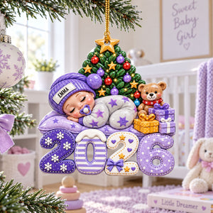 First Christmas Baby Sleeping Gift For New Mom, Baby - Personalized Custom Shaped Acrylic Ornament
