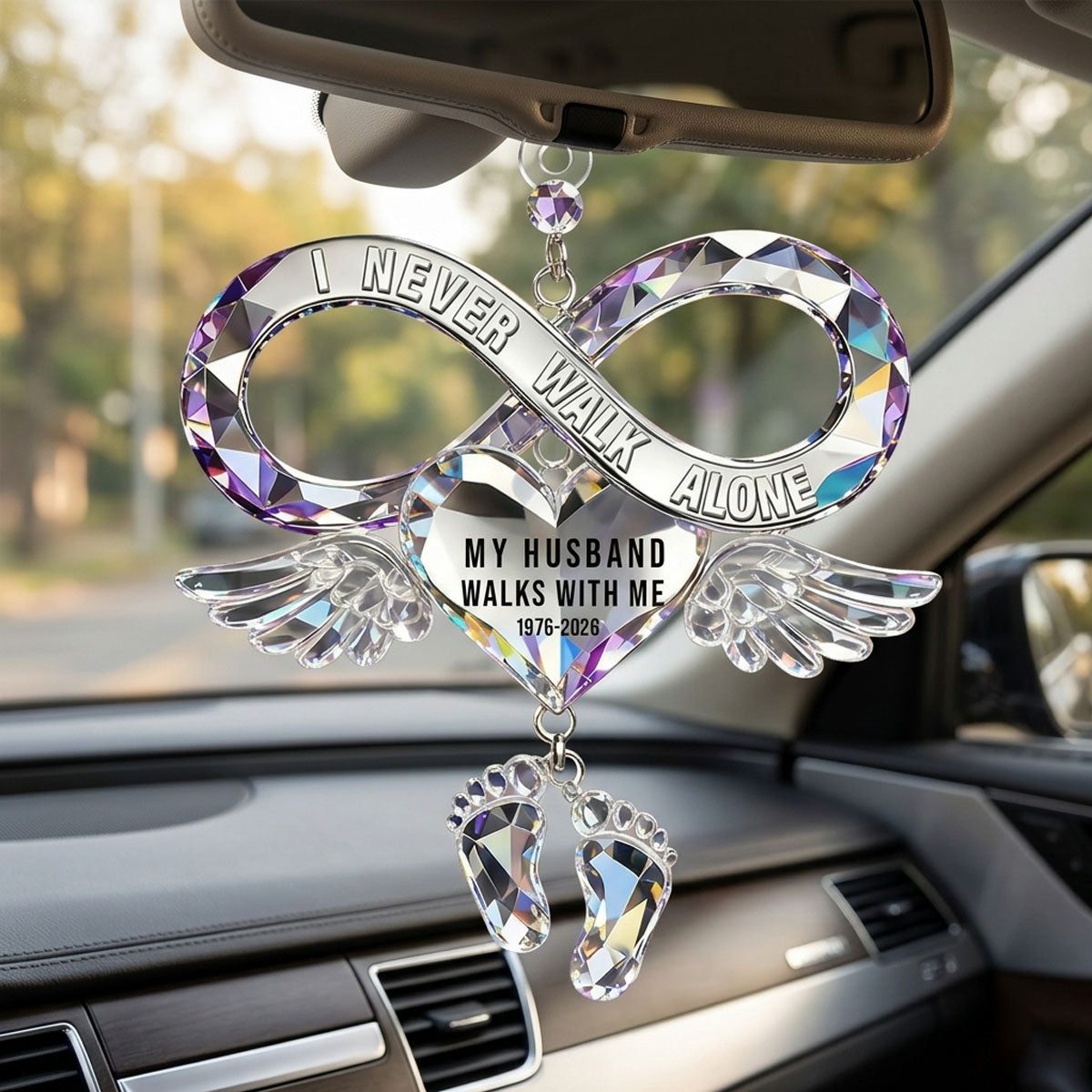 Husband Wife Memorial Car Ornament - Personalized Memorial Gifts For Couple