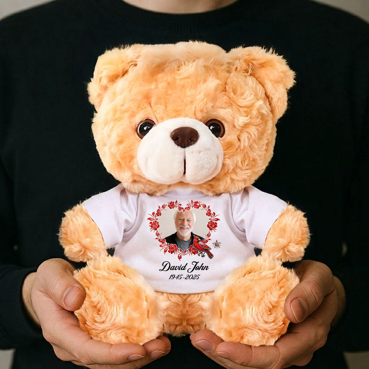 Heaven Is A Beautiful Place - Custom Name and Photo - Personalized Memorial Bear Plush