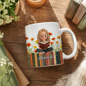Birth Month Flower Bookshelf Mug - Personalized Gifts for Her/Him