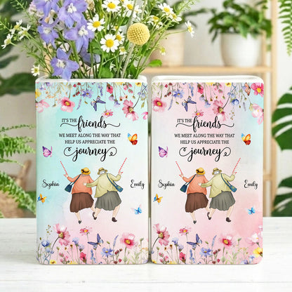 Every Chapter Better With Friends - Ceramic Book Flower Vase