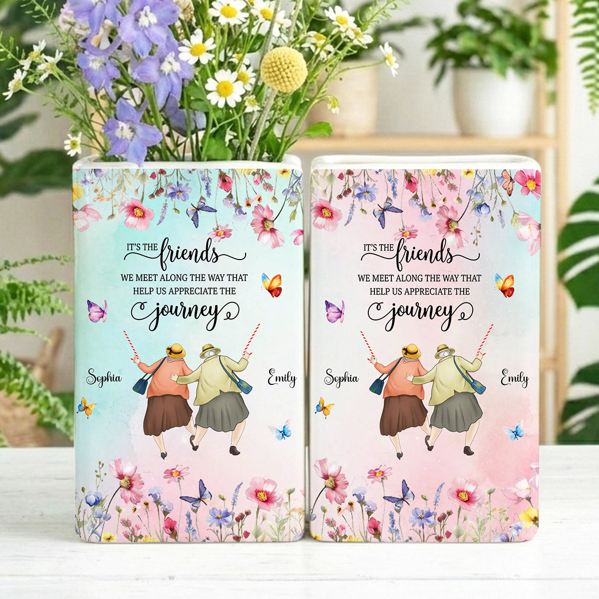 Every Chapter Better With Friends - Ceramic Book Flower Vase