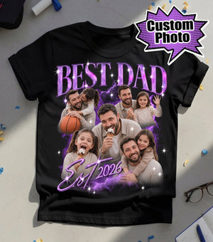 Personalized Best Dad Ever Shirt, Custom Photo Collage Tee, Est 2026 Dad Shirt, Fathers Day Gift, Gift for Dad
