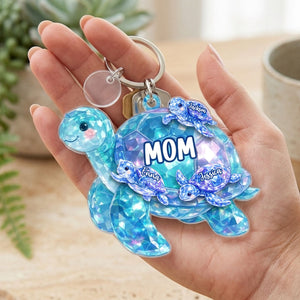 Together As One Turtle Family - Personalized Acrylic Car Hanger, Gift For Family, Turtle Family Car Hanger