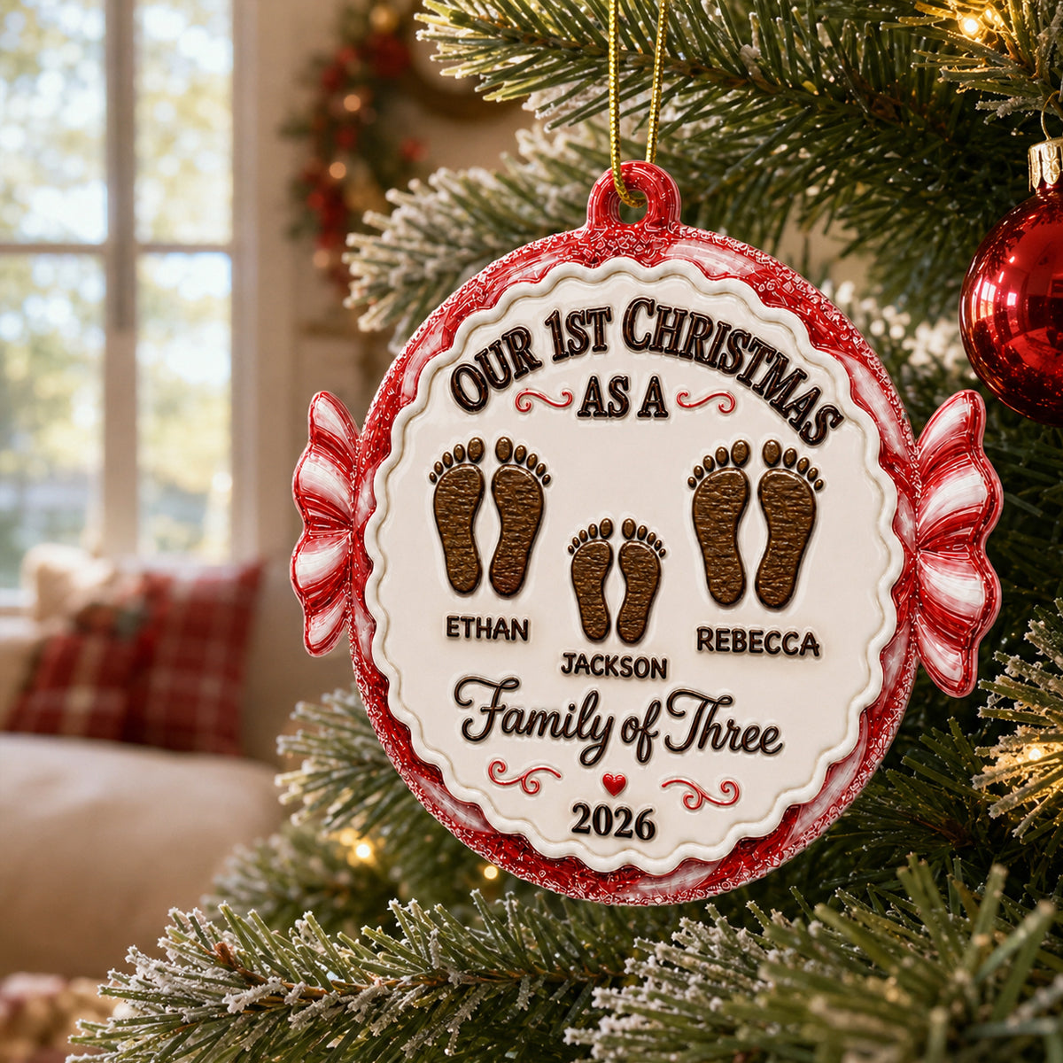 Our 1st Christmas As A Family Ornament - Real 3D Raised Ornament