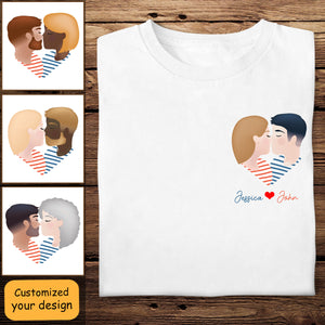 Heart Kiss Couple - Personalized Apparel - Gift For Couple