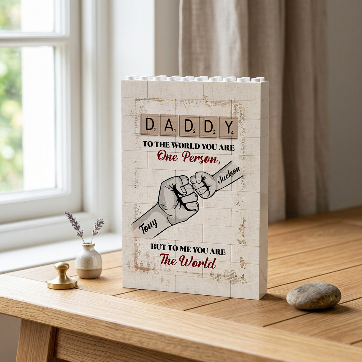 Daddy And Me You Are The World Personalized Brick Block