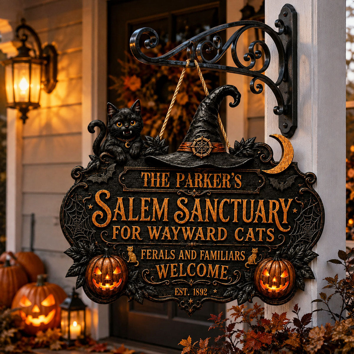 Salem Sanctuary For Wayward Cats Ferals And Familiars Welcome - Personalized Wood Sign