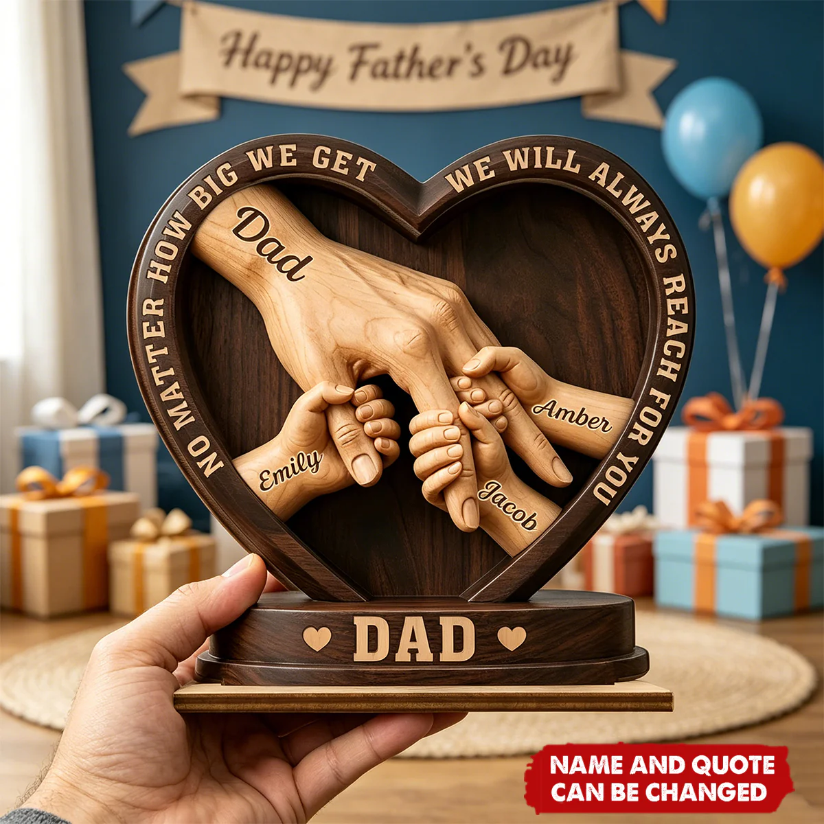 Crafted With Love - Personalized Wooden Plaque, Gifts For Dad, Grandpa