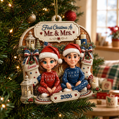 Him And Her - Our Warm Holiday Ornament - Real 3D Raised Ornament